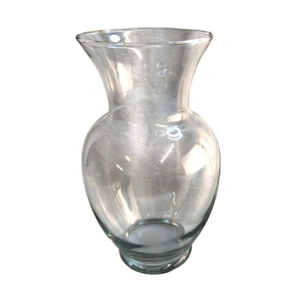 Clear Glass Gathering Vase With Flared Top & Rounded Base 11 Inches Tall Elegant - Picture 7 of 9